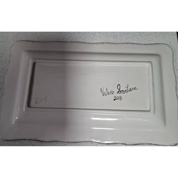 Handpainted Ceramic Rectangular Tray By Valerie Santana 2018 Coastal Dune - Picture 5 of 6